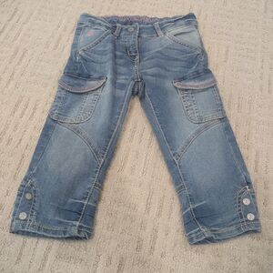 Blue Ankle Cropped Kids Jeans with Distressed Details
